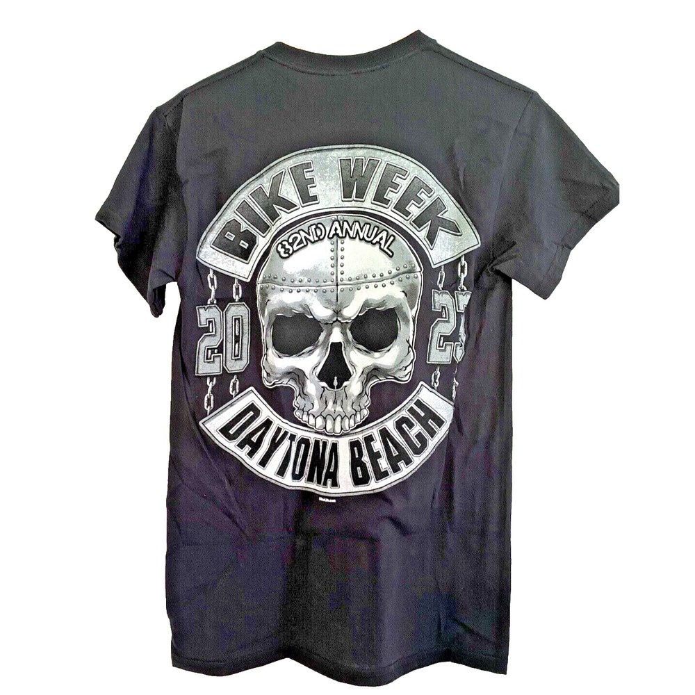 Daytona Beach Bike Week Mens Size Small Shirt 2023 Skull Iron Chain New W Tags